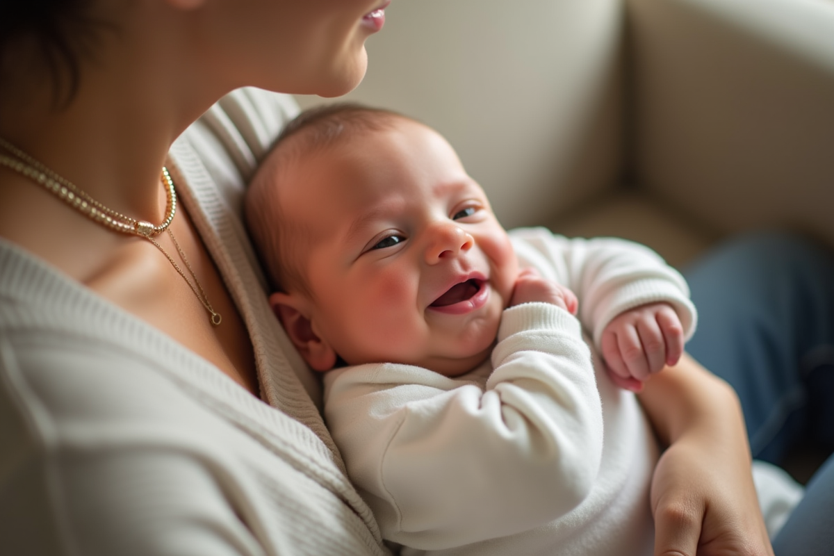 Bébé détendu dans la lumière naturelle douce