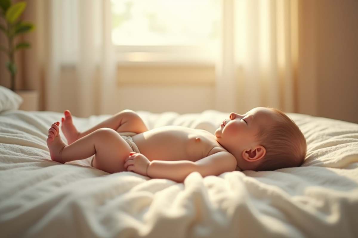 Bébé dormant paisiblement dans un berceau en lumière naturelle