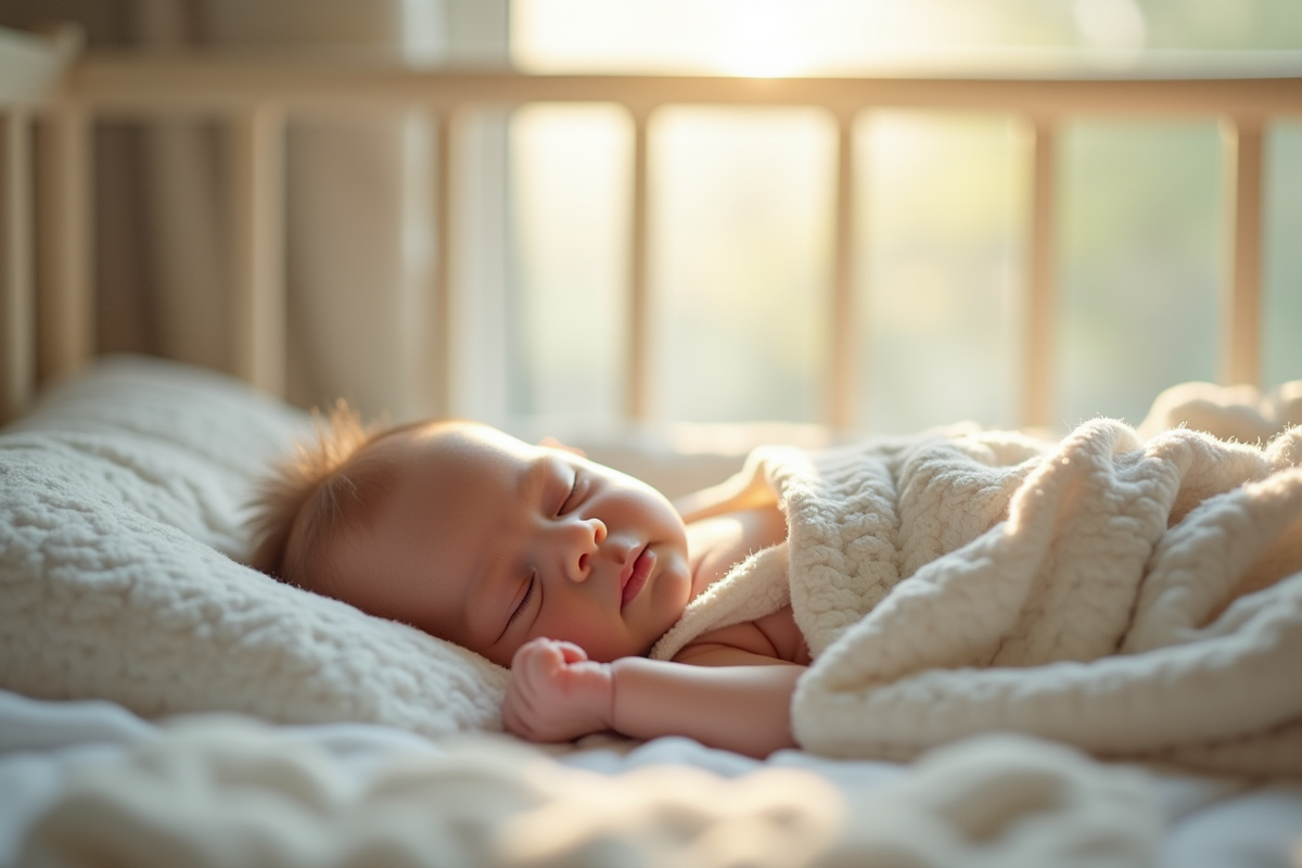 Bébé dormant paisiblement dans un berceau lumineux