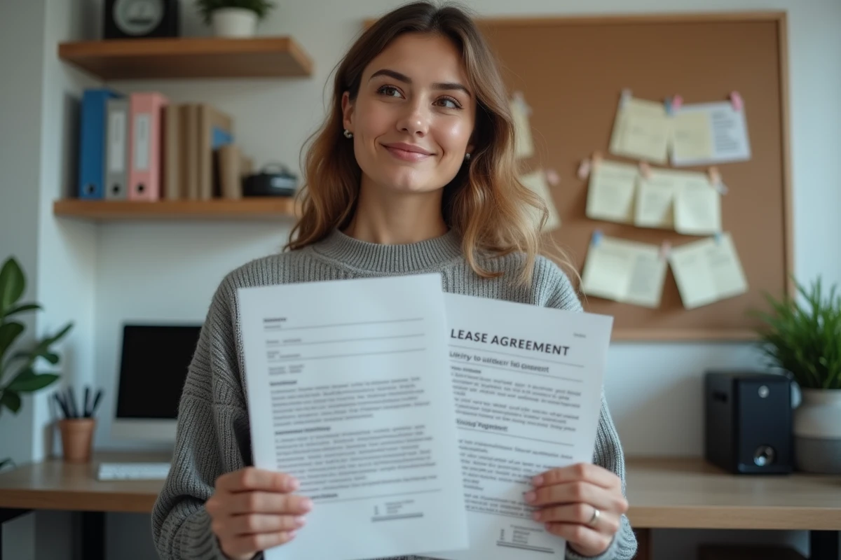 Jeune femme vérifiant un justificatif de domicile et un bail de location pour constituer un dossier de PACS