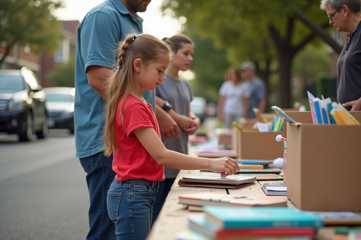 Une fille échange des pièces contre un livre lors d