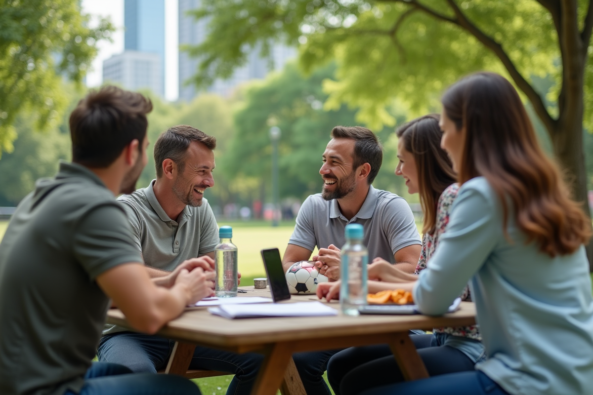 Homme riant avec amis lors d