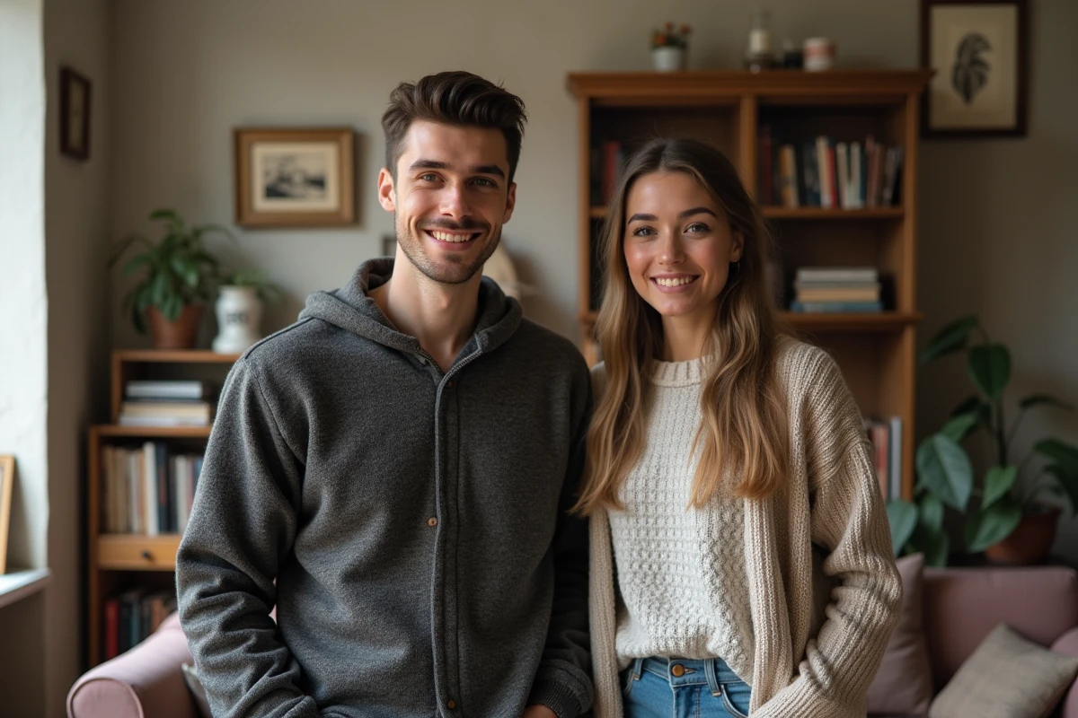 Jeune couple dans un appartement parisien chaleureux