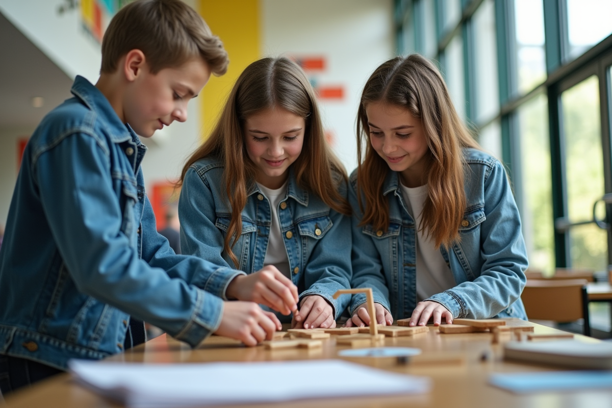 Adolescents collaborant sur un projet scientifique