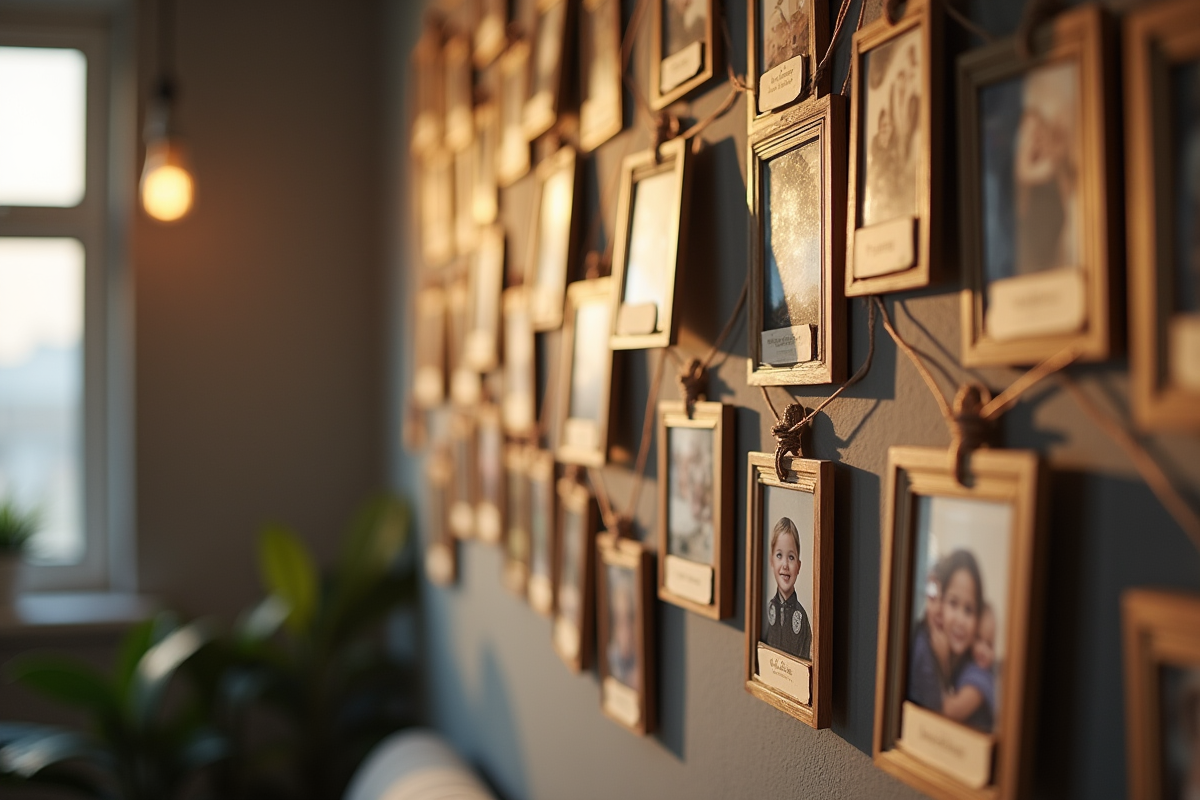 Mur d affichage de photos de famille vintage et modernes