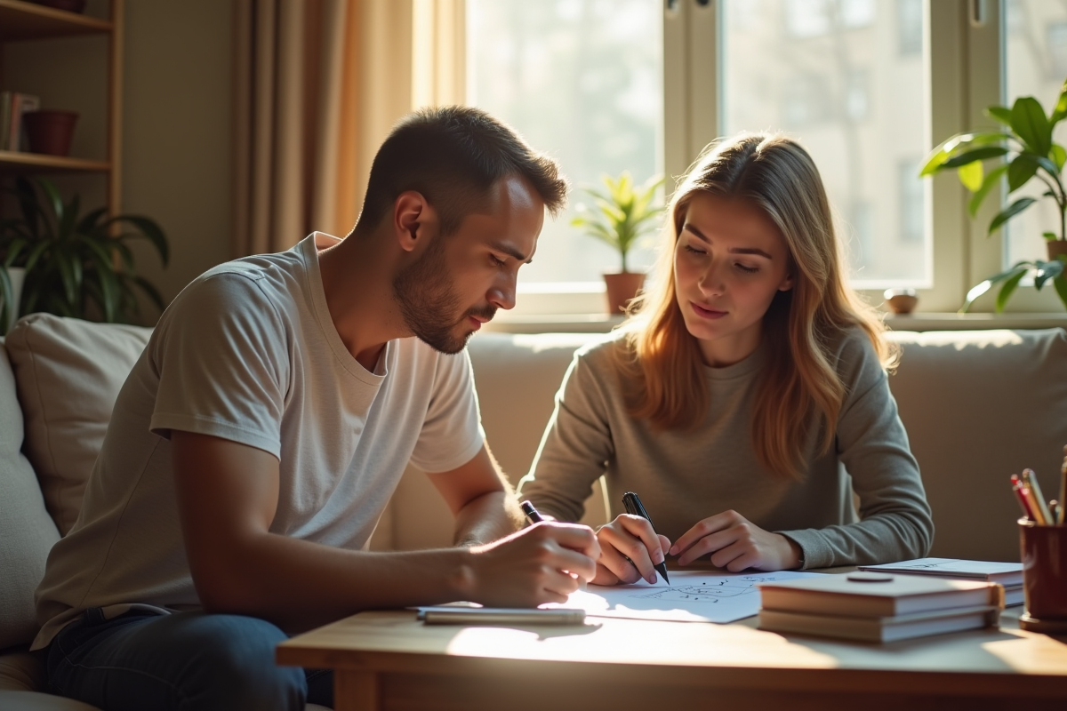 Jeune femme et tuteur en train d